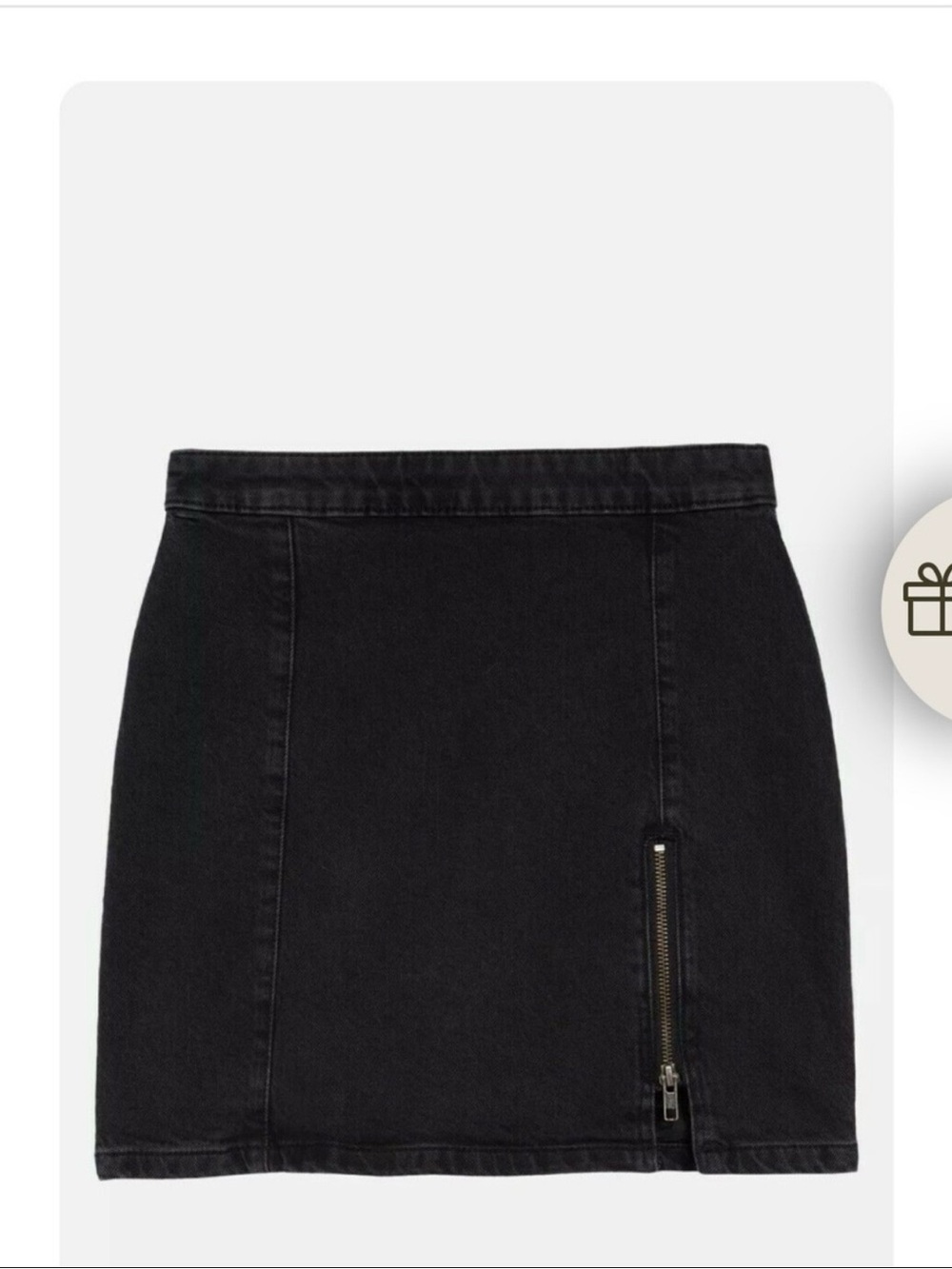We The Free Black Denim Mini Skirt Zip Slit Stretch Size 10 - Picture 2 of 12